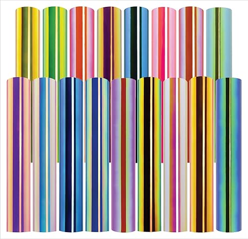 Craftables Hojas de vinilo adhesivo de ópalo holográfico permanente para Cricut, todas las máquinas de corte (paquete de 17 colores)