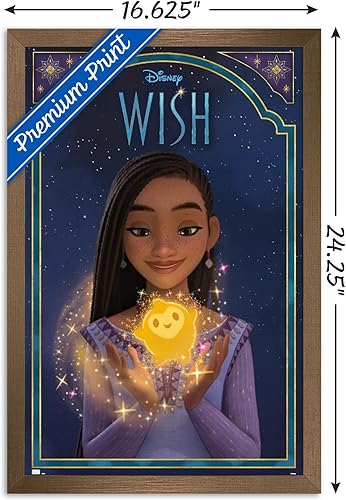 Miniatura 43 de Trends International Disney Wish - Póster de pared de Asha & Star, 22.4 pulgadas de largo x 14.7 pulgadas, versión enmarcada en oro