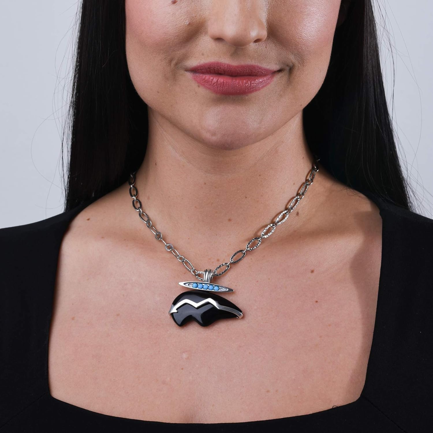 American West Jewelry Sterling Multi Gemstone Spirit Bear Pendant Enhancer - Choice of Color