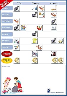 Magnetischer DIN-A3 Familienplaner | Familienkalender | Belohnungssystem | Wochenplaner + 22 Plättchen