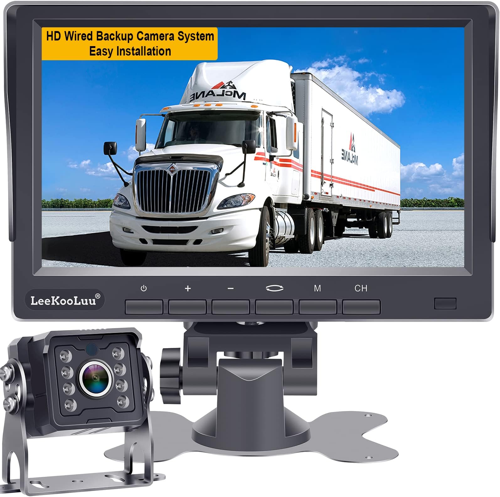 LeeKooLuu RV Backup Camera HD 7 Inch LCD Monitor Wired Hitch Rear View System Adapter for Furrion Pre-Wired RV Trailer Camper Truck Waterproof Reverse Cam Infrared Night Vision G2