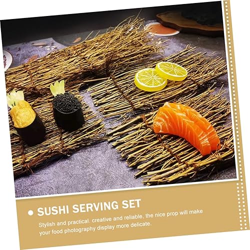 Miniatura 4 de Hemoton Plato de sashimi, 6 piezas, arreglo de productos de fotografía, accesorios de decoración de placa de sushi, tapete de sushi, plato de sushi,