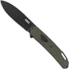 CRKT Bona Fide EDC Folding Pocket Knife: 1.4116 Steel, Take Apart Field Strip, Black Drop Point Blade, Flipper Open, Liner Lock, Green Aluminum Handle, Low Profile Pocket Clip K542GKP