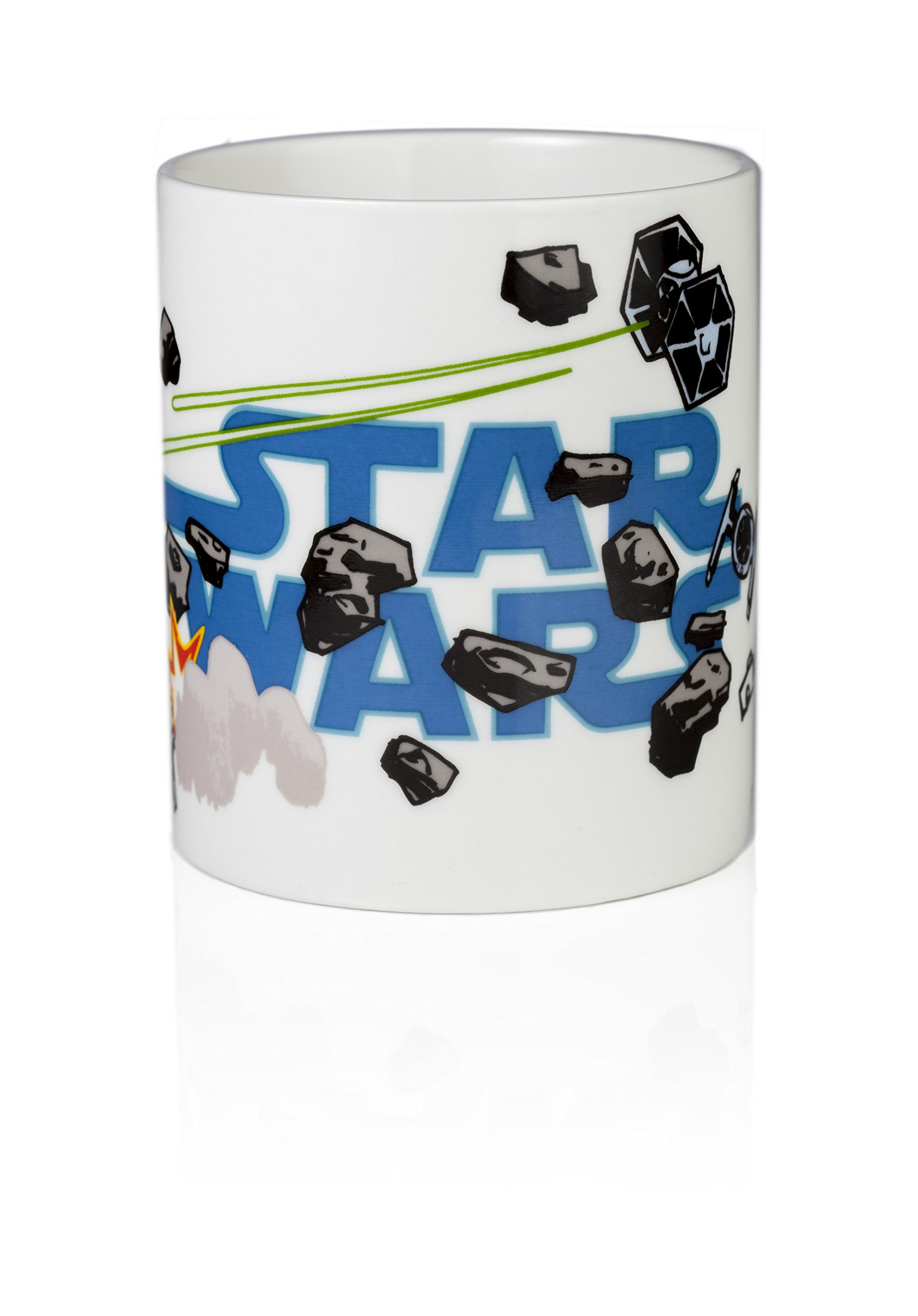 Star WarsMillennium Falcon/Tie Fighter and X-Wing Ceramic Printed Mug, White, 11 oz