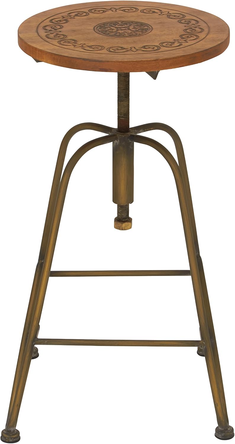 Deco 79 Metal Wood Adjustable Bar Stool, 14"W/28"H Home
