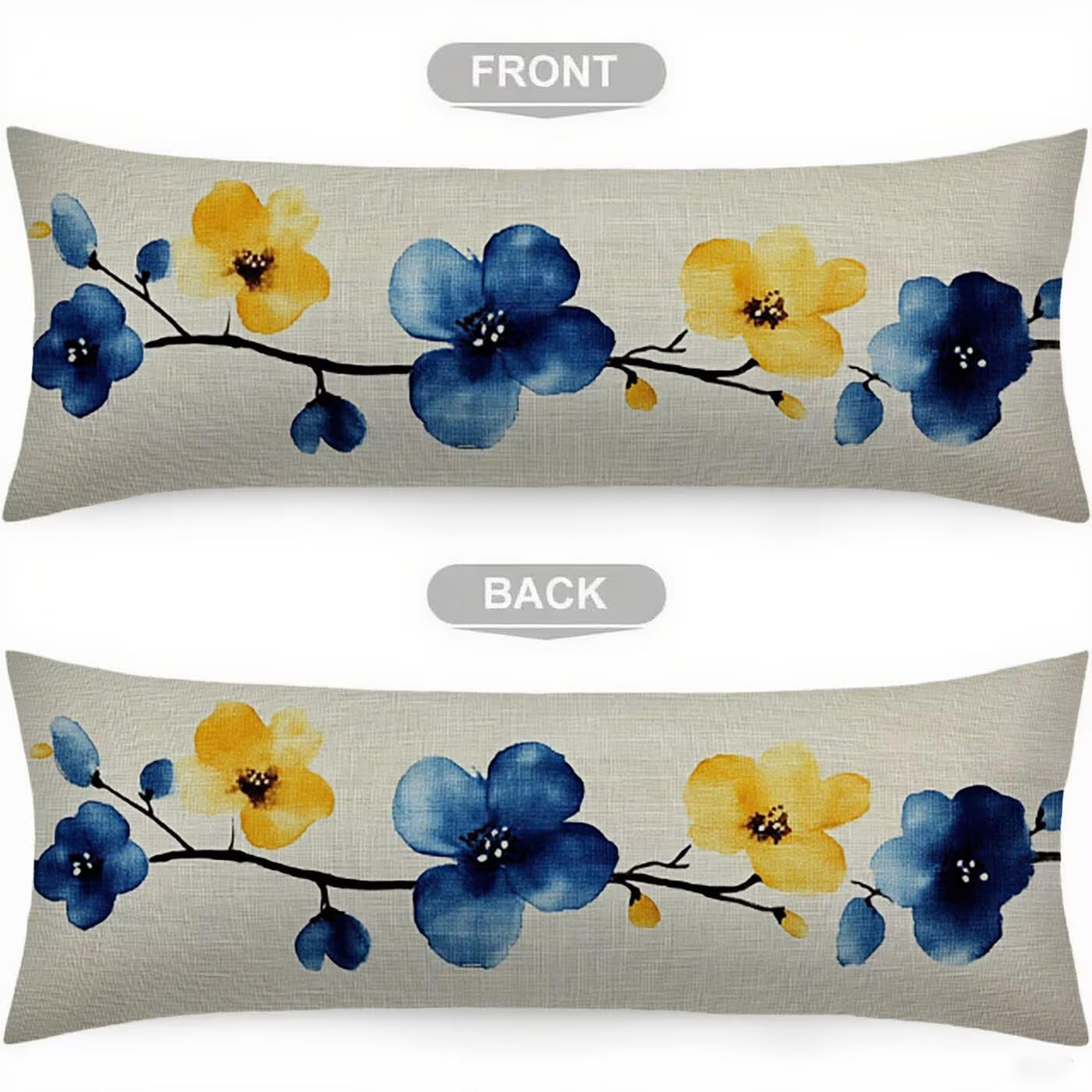 Abstrakt Seitenschläferkissen Bezug 60 x 180 cm Blume Seitenschläferkissen mit Unsichtbarem Reißverschluss, Doppelseitig Drucken Samt Verbessern Sie Schlafqualität Body Pillow, Geschenke Fraue B-5220