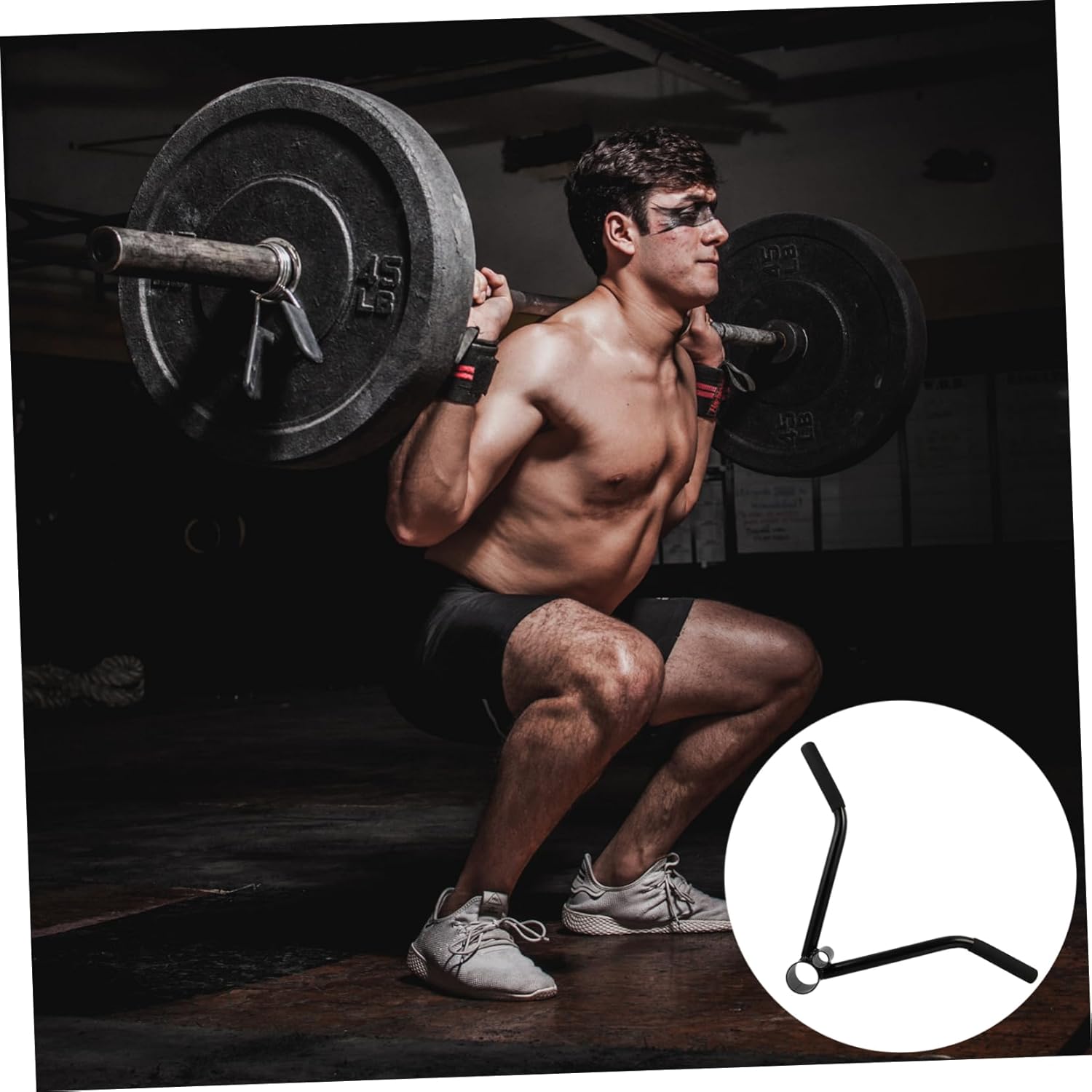 Fitness Barbell Attachment Handle Steel Core Trainer for Deadlift Row and Workout Exercises Non- Grip for Strength Training and Muscle Building