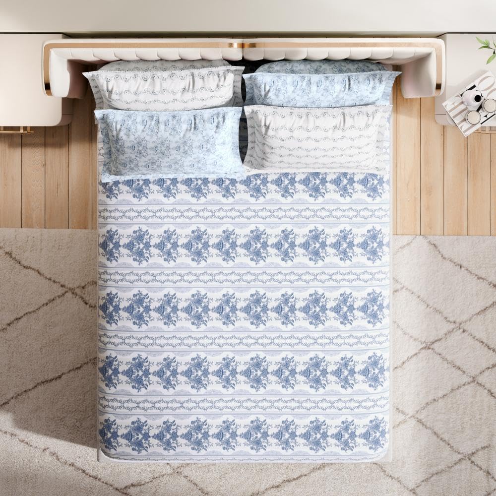 Wakefit Cotton Fitted Bedsheet | 300 TC Elastic Fitted Sheet, King Bed Bedsheet With 2 Pillow Checkered Covers | Nova - 78X72 Inches, White