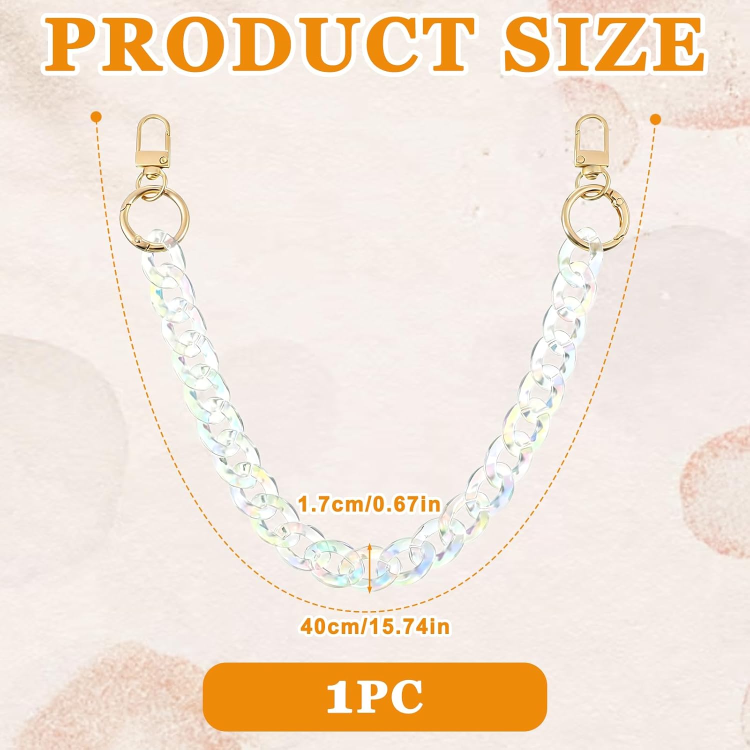 Colorful Transparent Chunky Acrylic Purse Strap, Detachable Purse Extender Chains Adjustable Handbag Chain Handles Decoration Charm for Handbag Shoulder Bag, 15.7" Length - Image 2