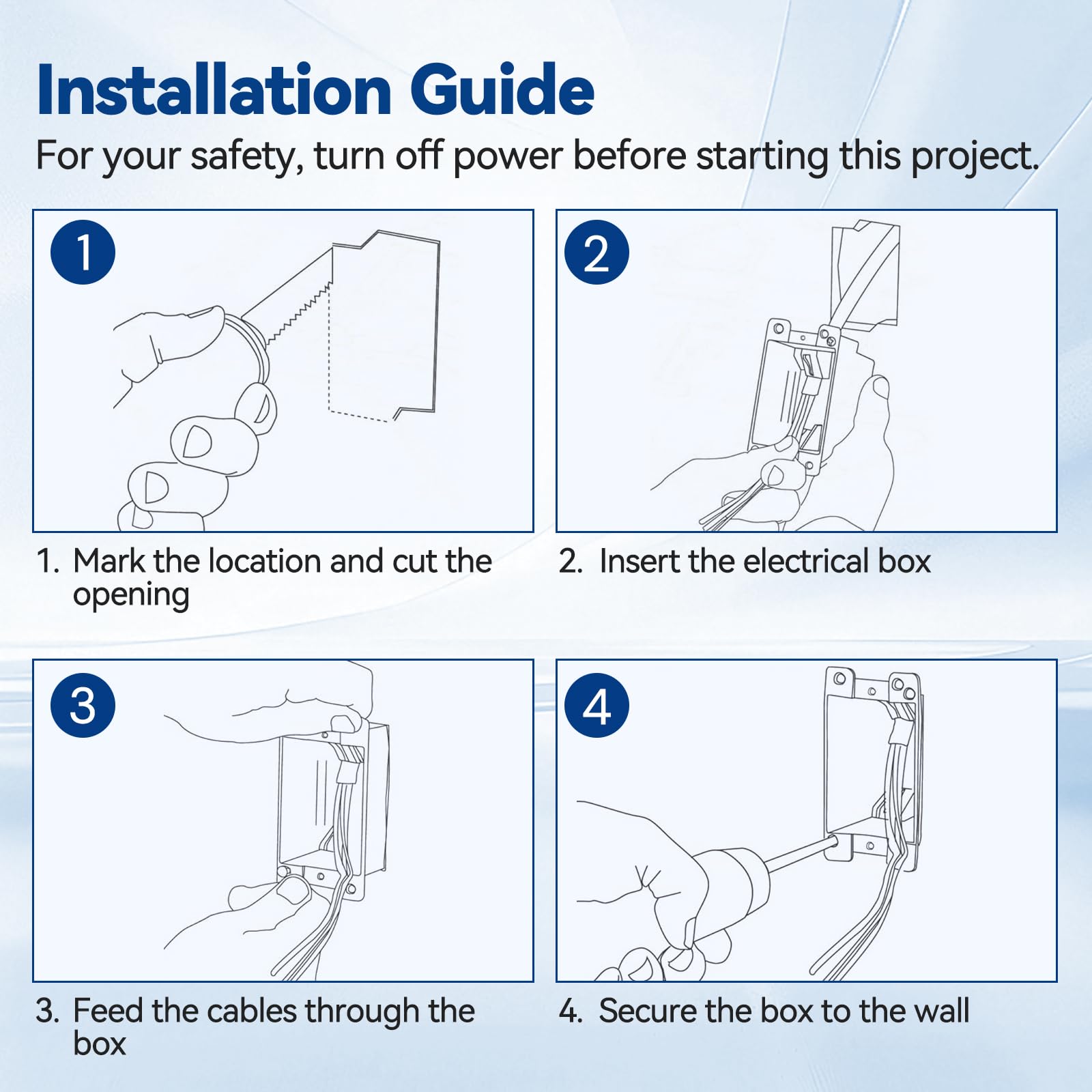 Togalonn Old Work Box 1 Gang, 14 CU. in. Drywall Electrical Box, PVC, UL Listed, 6 Pack — Amazon image 7