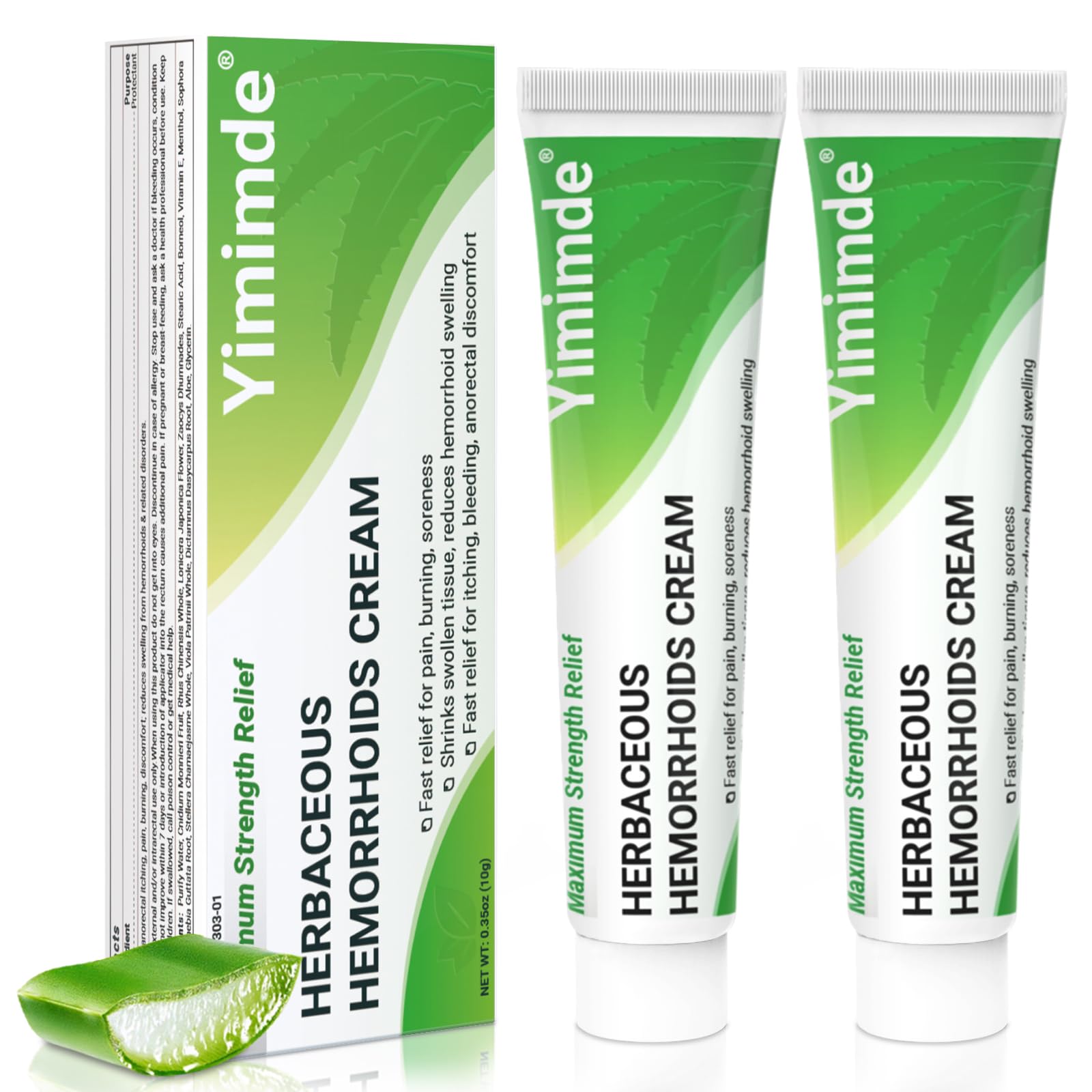 Hemorrhoid Treatment Ointment - Tubesmaximum Strength - Fast Relief from Pain Itching Burning Swelling Fissures Natural Aloe Vitamin