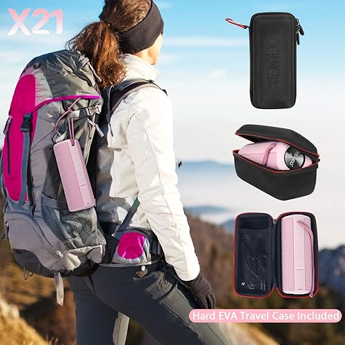 Miniatura 6 de XENEO X21 Altavoz portátil Bluetooth para exteriores para niñas, altavoz Bluetooth inalámbrico impermeable con radio FM, ranura para tarjeta micro