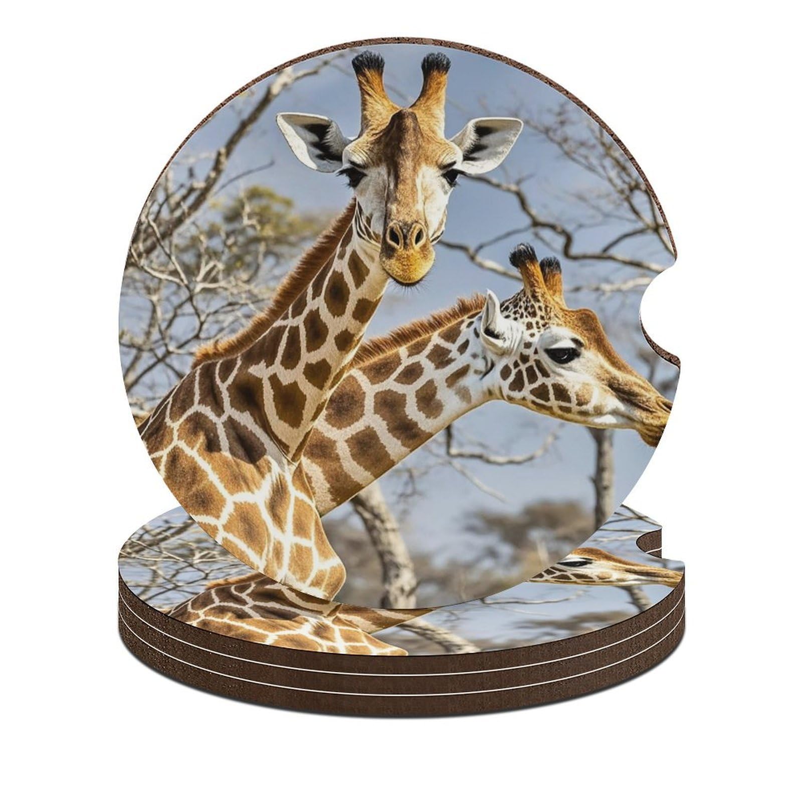Dessous de verre pour voiture en bois absorbant liège 6,6 cm accessoires porte-gobelet
