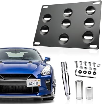 for Nissan GTR 2009-2018 No Drill Bumper Tow Hook License Plate Relocator AXECOGlobal Parts
