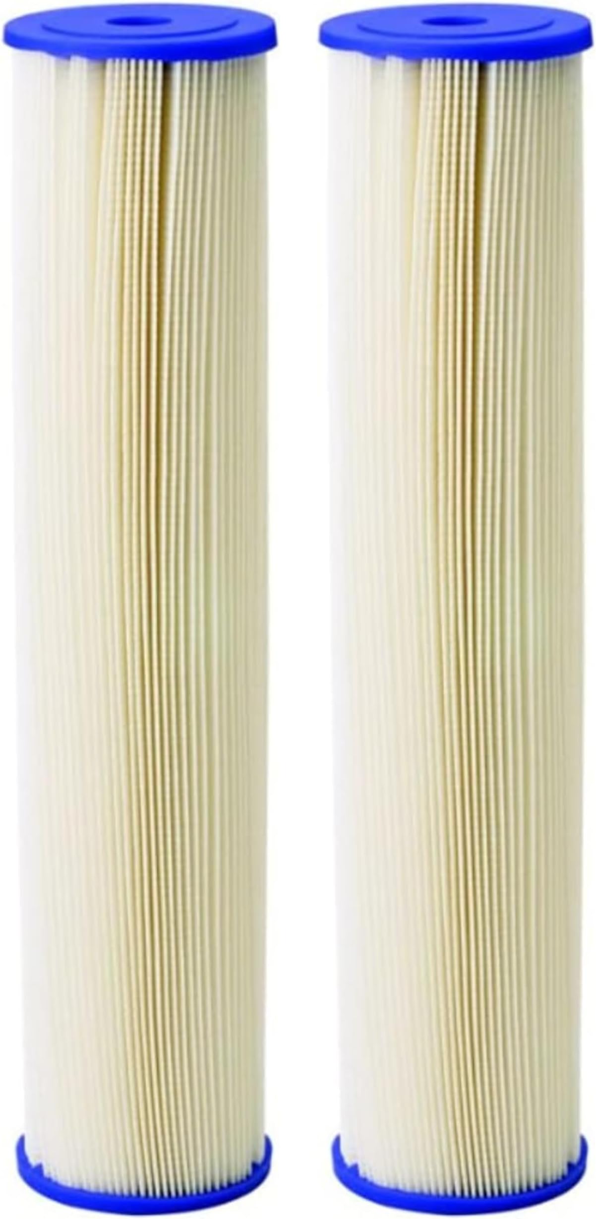 Pentair Pentek ECP20-20BB Big Blue Sediment Water Filter, 20-Inch, Whole House Heavy Duty Pleated Cellulose Polyester Replacement Cartridge, 20" x 4.5", Blue End-Cap, 20 Micron, Pack of 2