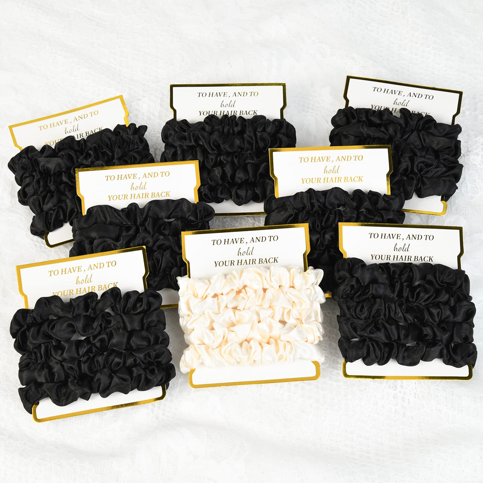 8 Pack Satin Scrunchies Women\'s Hair Ties Bachelorette Party Favors Ivory Gold Amazon.com : 8 Pack Satin Scrunchies - Soft Hair Ties and  main image 3