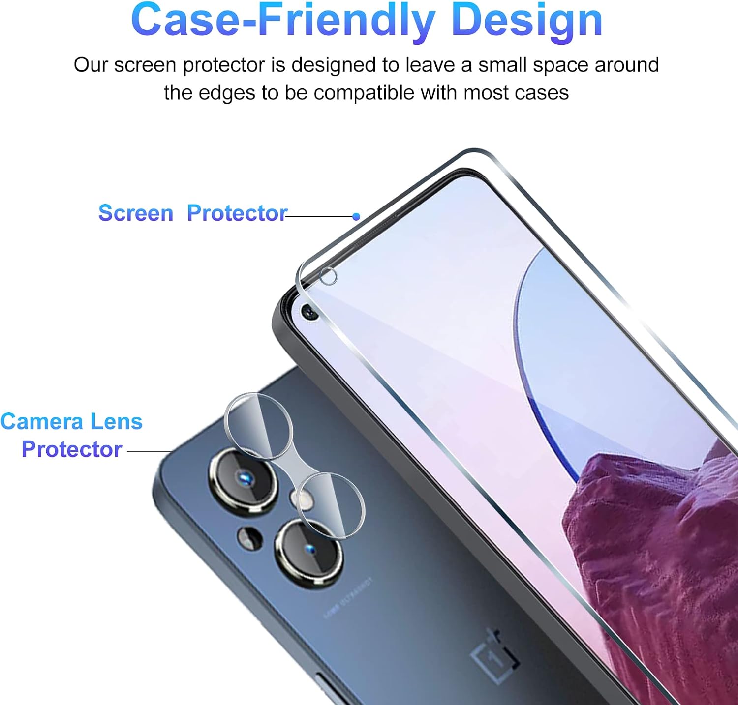 TQLGY 3 Pack Screen Protector for OnePlus Nord N20 5G with 3 Pack Camera Lens Protector, Tempered Glass Film, 9H Hardness - HD - Bubble Free - Anti-Scratch - Easy Installation