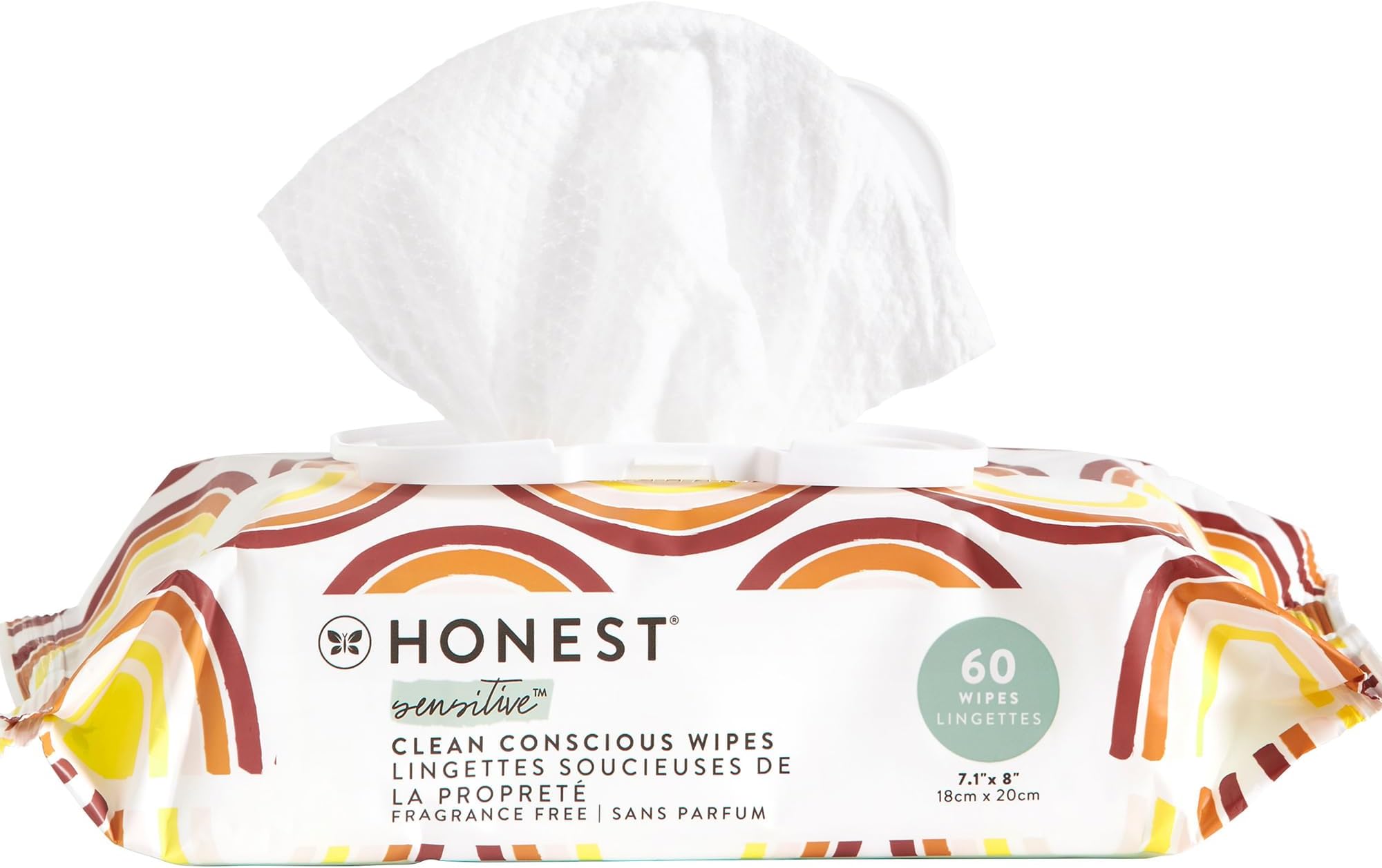 The Honest Company Hypoallergenic Multi-Use Baby Wipes for Sensitive Baby Skin Rainbow 60 Count