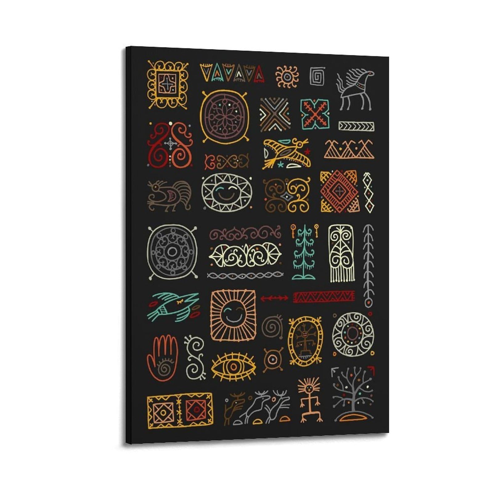 XKUGA Nordic Folk Symbol Geometric Tribal Poster Pattern Viking Modern Decorative Canvas Prints - Ideal Wall Art for Family, Man Cave, Game Room, Boys & Girls Bedroom 20x30inch(50x75cm)
