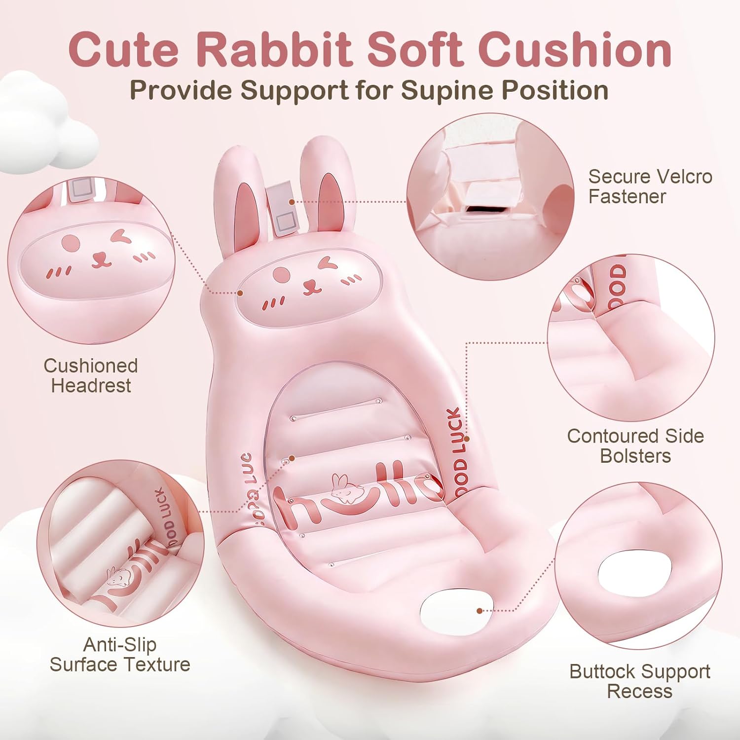 Inflatable Baby Bathtub with Seat Cushion & Air Pump, Newborn to Toddler Bath Tub, Foldable Portable Toddler Tub for Shower Sink, Non-Slip Texture, Quick-Drain, Travel-Ready, Pink