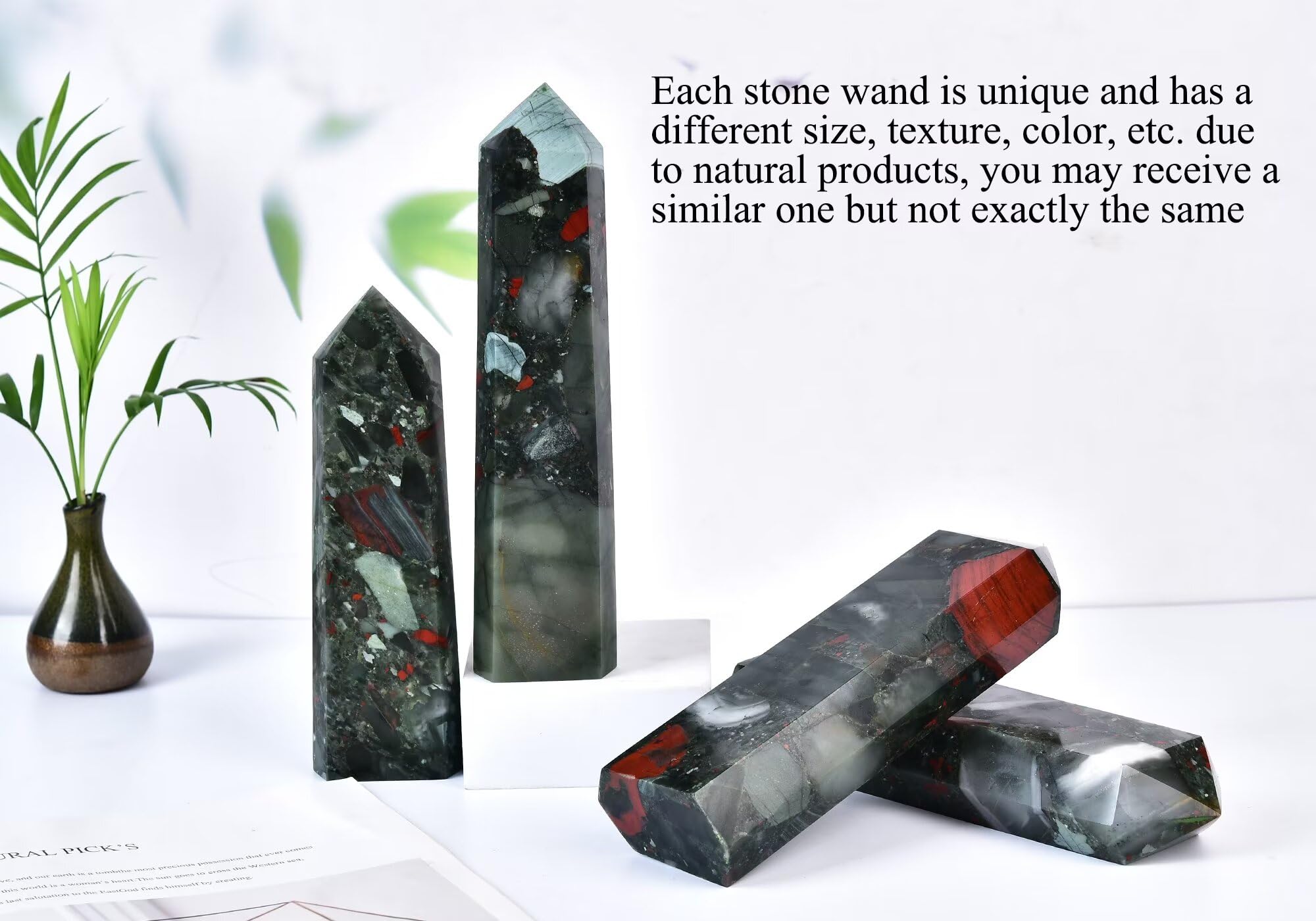 Amazon.com: CNYANFEI Natural African Bloodstone Crystal Wand Tower