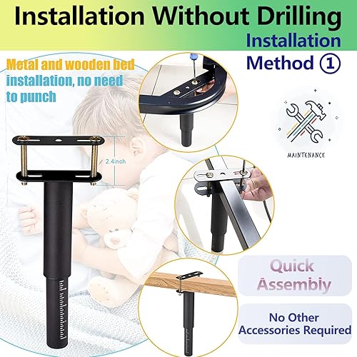 Miniatura 2 de 2PC marco de cama soporte piernas estabilizador reemplazo universal refuerzo de listones 6-10.5 pulgadas negro