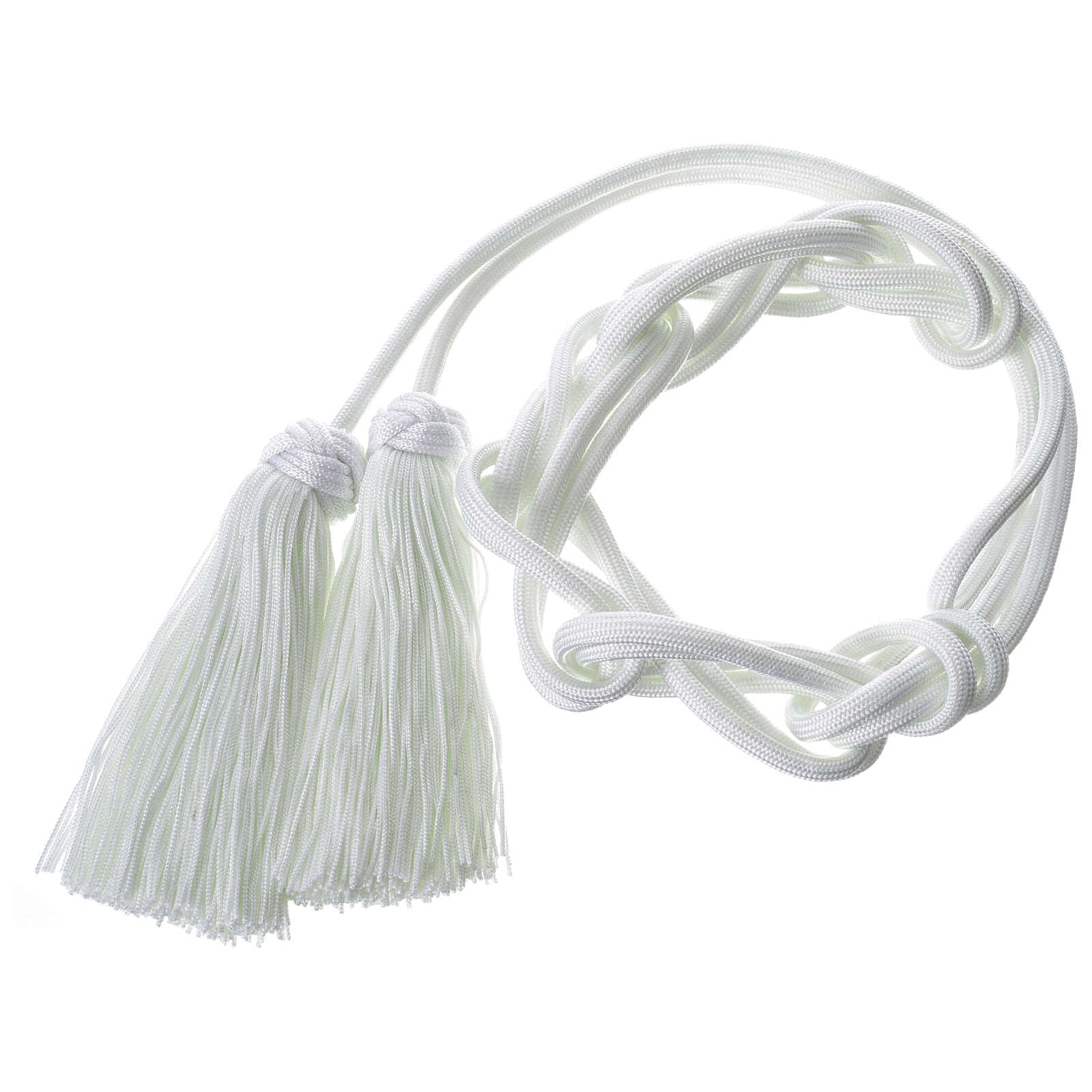 Cordon pour Aube sacerdotale Monochrome Blanc Noeud Salomon Gland Frange chainette