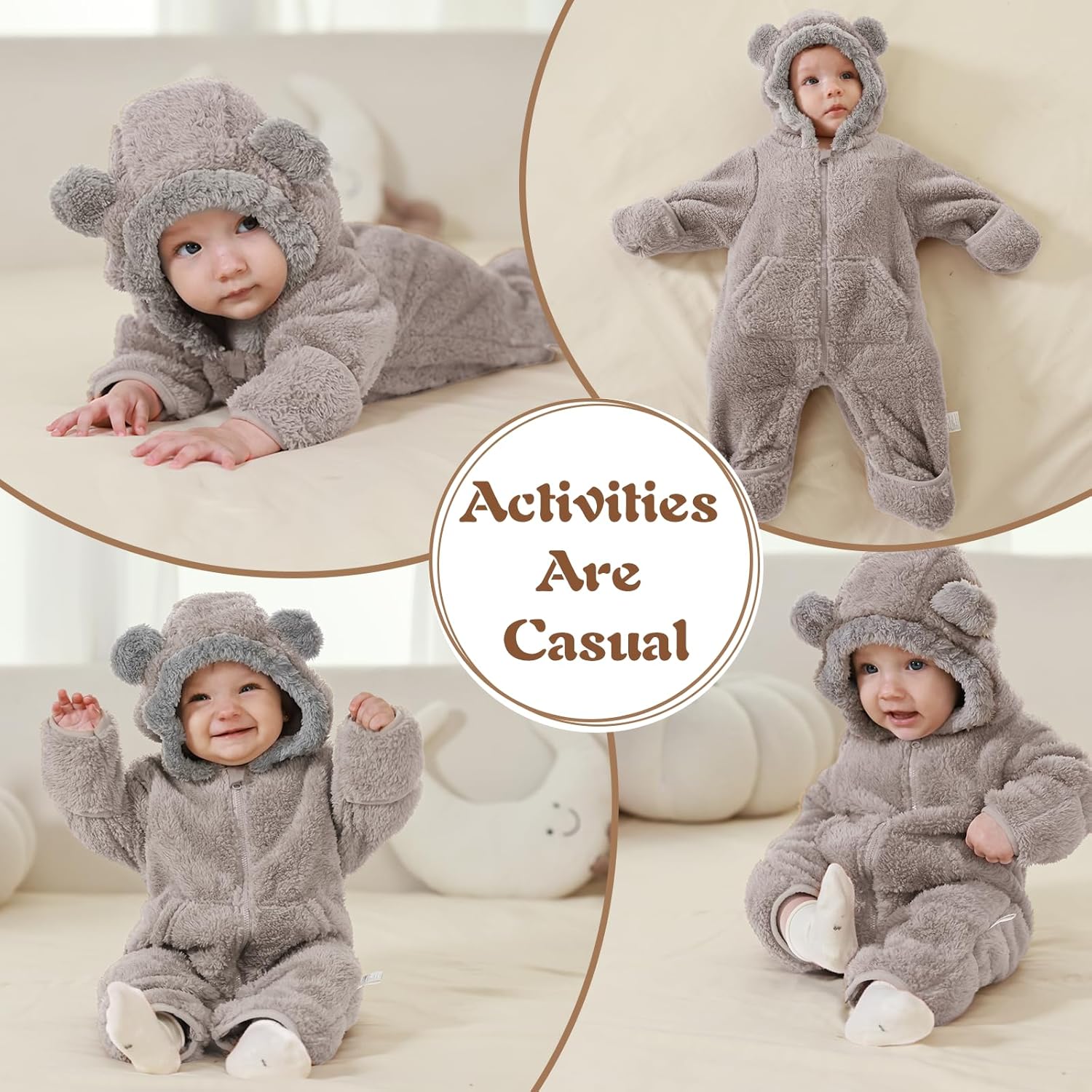XIFAMNIY Newborn Winter Snowsuit Baby Bear Outfit Fleece Warm Jumpsuit Outwear Romper Clothes for Infant Girls Boys - Image 5