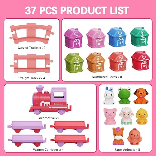 Miniatura 2 de Juego de tren para niños pequeños, juguetes preescolares para niñas, juego de tren eléctrico Montessori aprendizaje a juego y clasificación, juguete