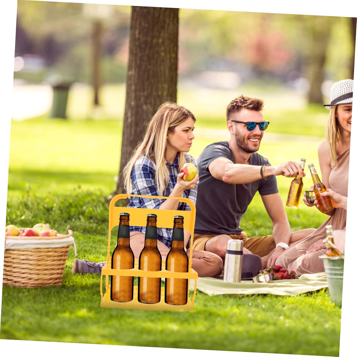 Compact Bottle Rack Handheld Beer Rack Wine Bottle Bracket Mobile Holder Cup Carrier Easy to Open Fold Design for