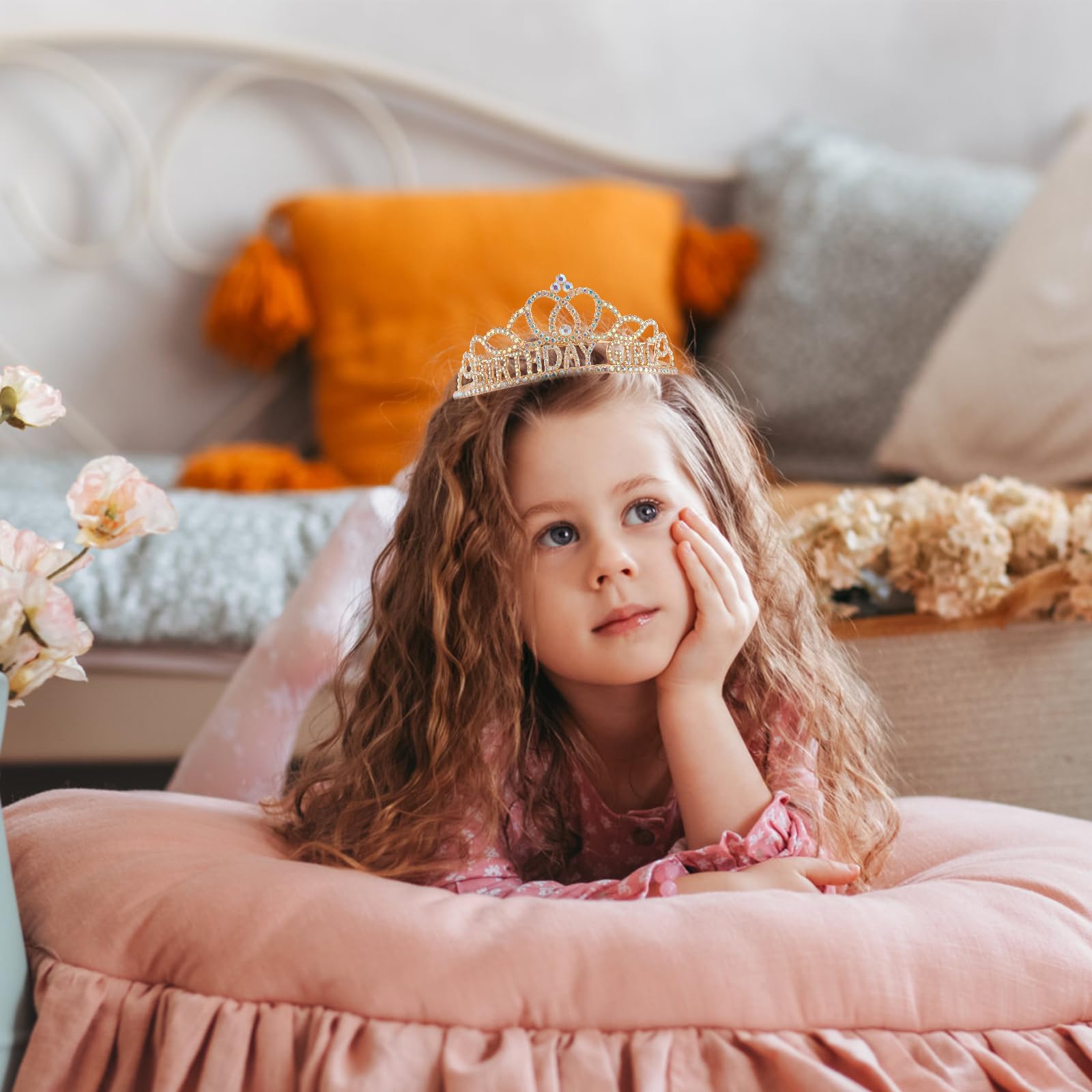 Chanaco Happy Birthday Crown for Women, Birthday Sash and Crown for Girls, Tiara and Sashes Kit, Rhinestone Hair Accessories “BIRTHDAY GIRL” Sash for Party Favors