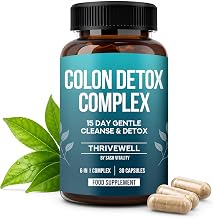 Sash Vitality Colon Detox Complex - 15 Day Colon Cleanse Detox with Probiotics & Psyllium Husk Powder for Gut Cleanse, Constipation, Bloating Relief and Weight Loss - Stool Softener Fibre Supplement