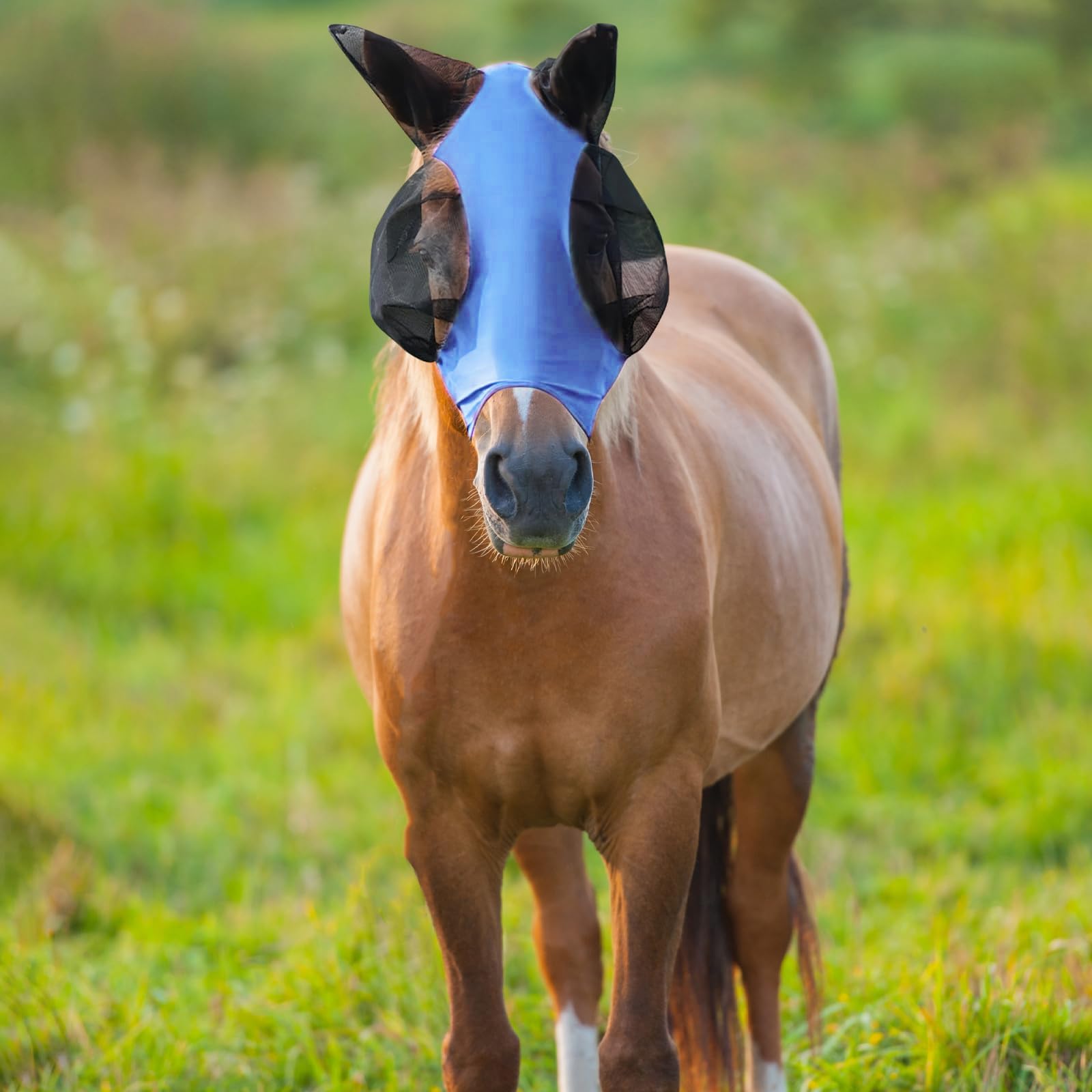 Mascara contra Moscas Caballo Proteccion UV Elastico (Blau)