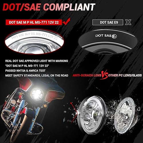 Miniatura 9 de Z-OFFROAD Faro LED para motocicleta de 7 pulgadas con DRL Kit DOT de halo blanco compatible con Harley Davidson Street Glide Road King Special