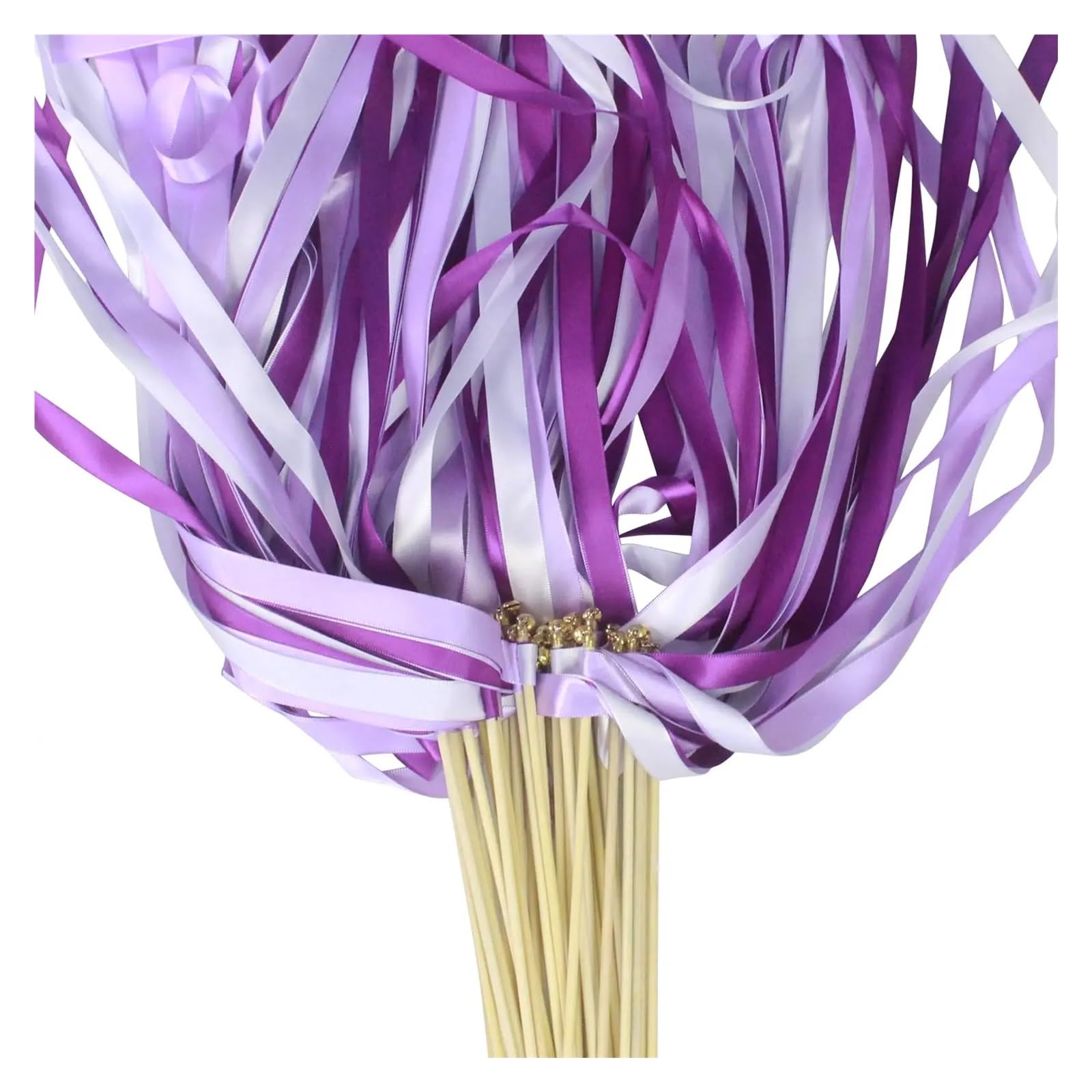 Luftschlangen aus Seidenbändern mit Glöckchen, Feenstäben for Gastgeschenke und Dekorationen bei Hochzeitsfeiern Dancing Ribbon Streamers(Purple,200PCS)