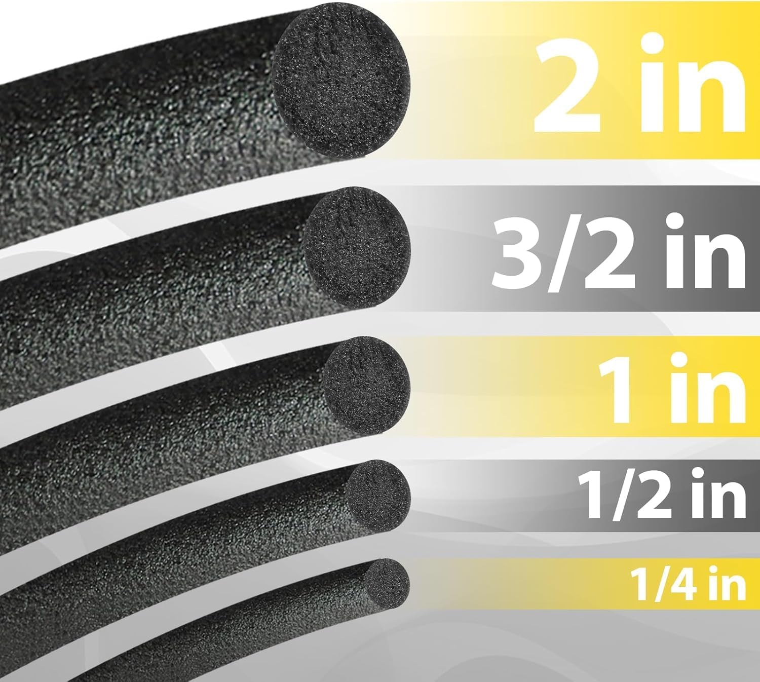 1/4 Inch Foam Backer Rod for Gaps and Joints，Concrete Expansion Joint Filler, Rubber Caulk Saver Weather Stripping Door Seal, 1/4 in Diameter x 10FT Length