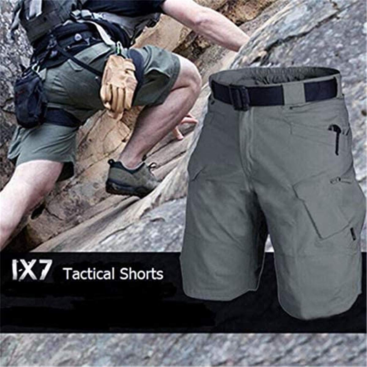 LELEBEAR 2021 Upgraded Tactical Waterproof Pants, Mens Waterproof Hiking Tactical Trousers for Combat Outdoor Hiking (Green Shorts, XX-Large)