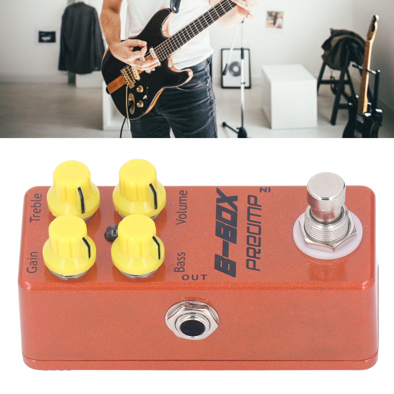 Mini B Box Preamp-Effekt-Einzelpedal mit Overdrive-Funktion, E-Gitarren-Ersatzteile Zum Einstellen der Lautstärke