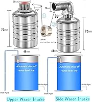 Vista 2 de Válvula de control automático de nivel de agua con flotador, válvula de bola de flotador de 12,7 mm y 19 mm con llenado automático y apagado