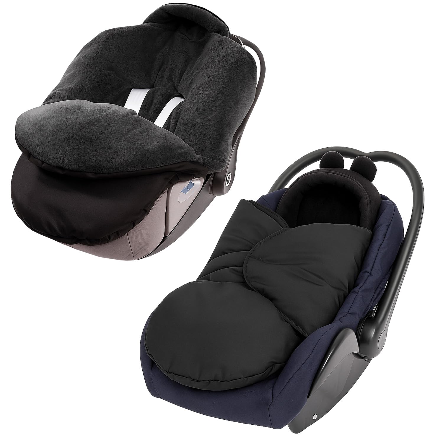 Fußsack Baby Einschlagdecke für Winter geeignet für Kinderwagen Babyschale Babyfußsack Babybett Autositz Buggy (Schwarz)