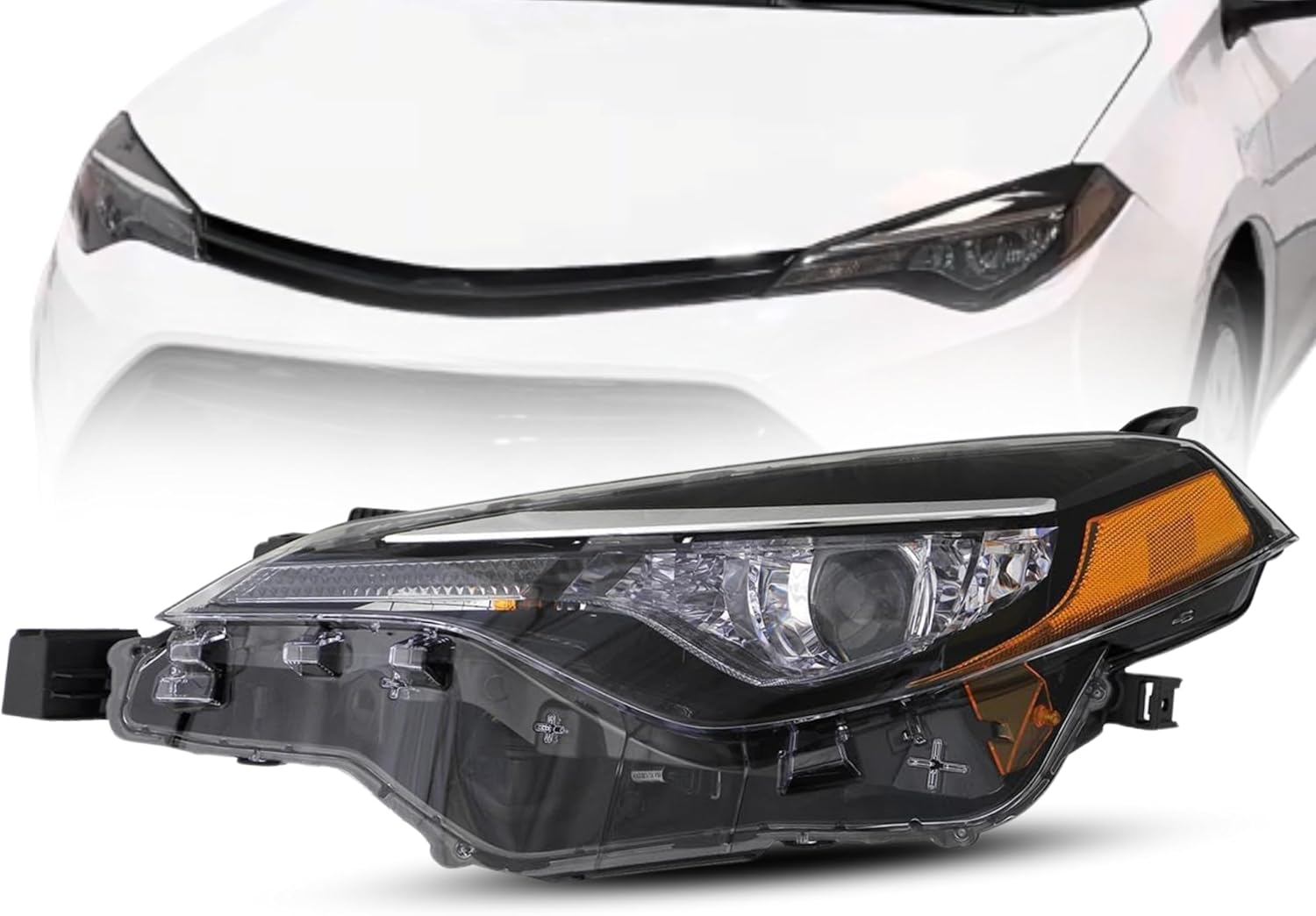 Replacement For Toyota 2017 2018 2019 Corolla CE/L/LE/LE ECO Headlight Headlamp w/Bulb, CAPA Certified, Left/Driver Side, Partslink: TO2502249/ OEM: 81150-02M70