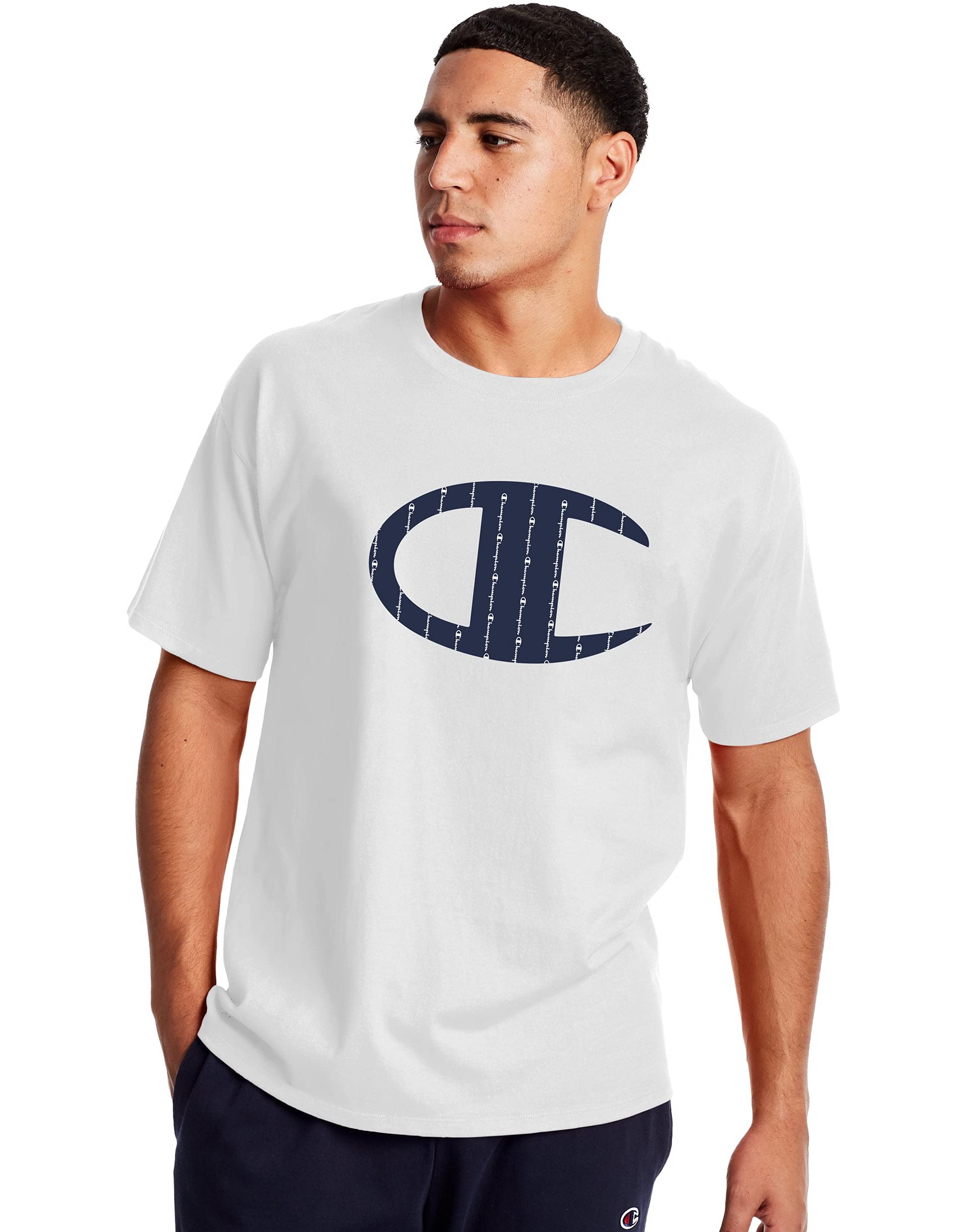 Champion Men's T-Shirt, Men's Crewneck Cotton Tee, Men's Mid-Weight T-Shirt