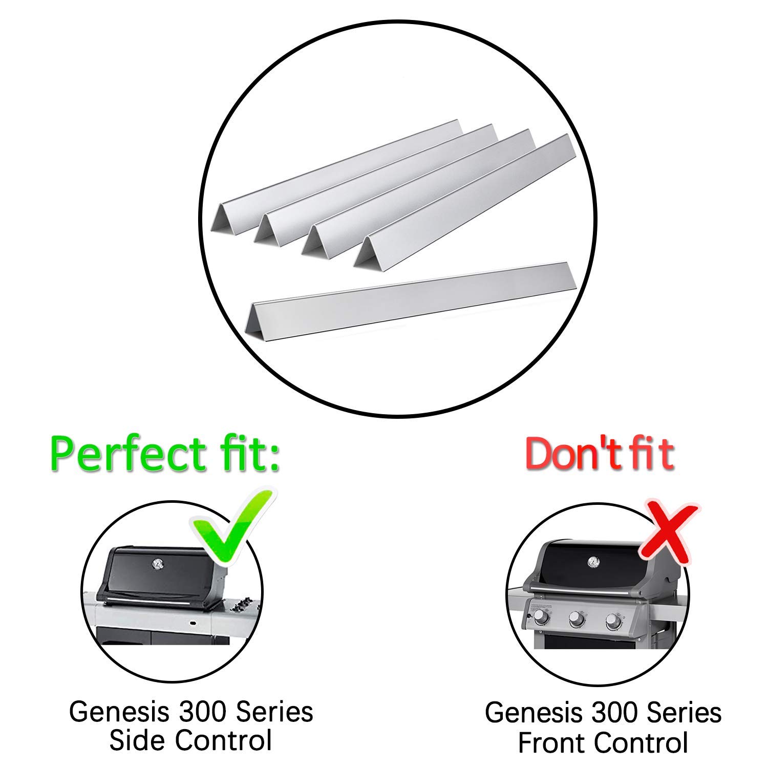 7540 7539 Flavourizer Bars di ricambio per Weber Genesis 300 Series, E310, E320, S310, S320 Flavourizer, con controllo laterale, set di 5 barre Flavour in acciaio inox