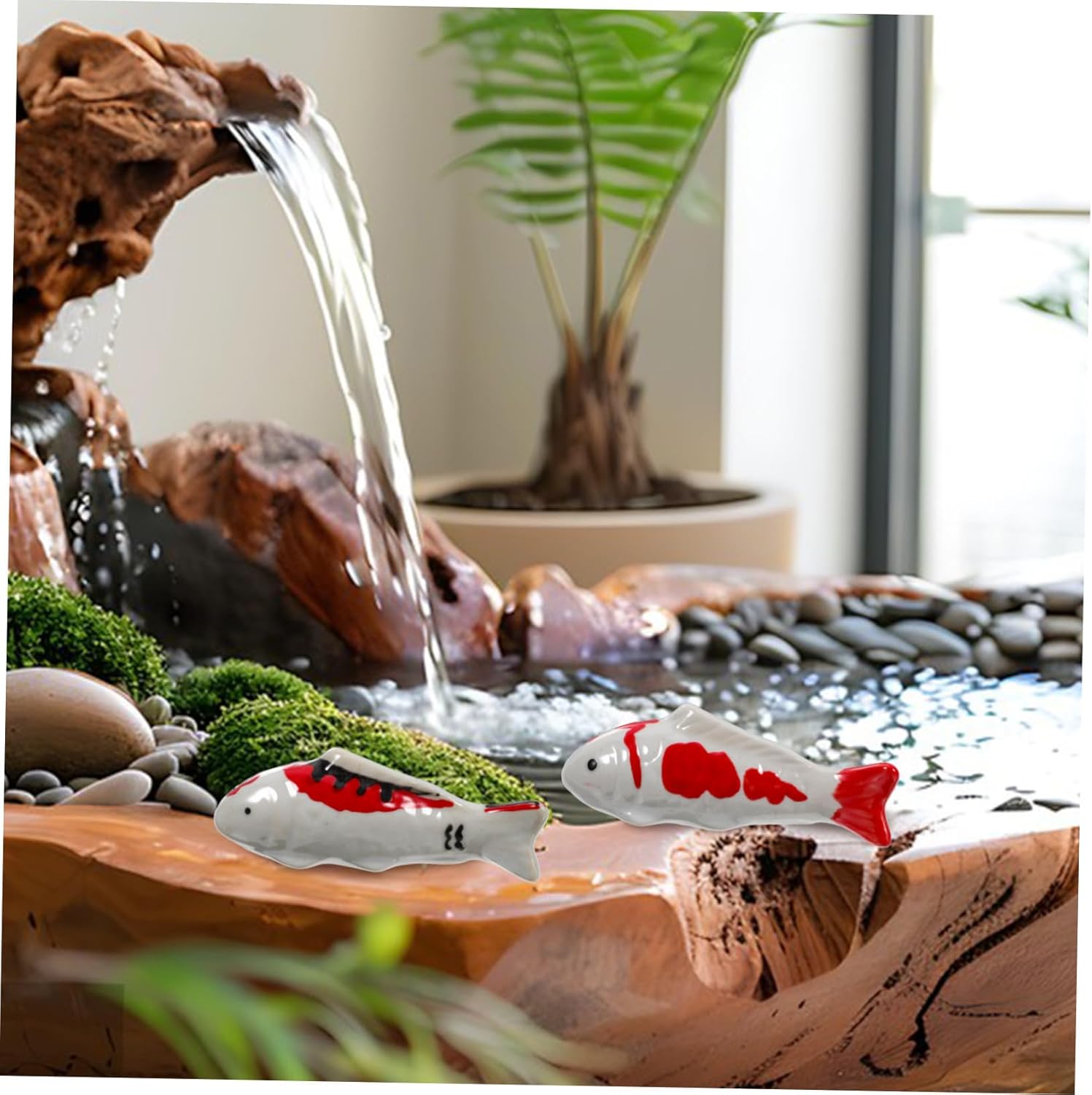 Set of 2 Ceramic Aquarium Fish Ornaments - Floating Decor for Fish Tanks, Retro Style Aessories for Home and Office Tanks