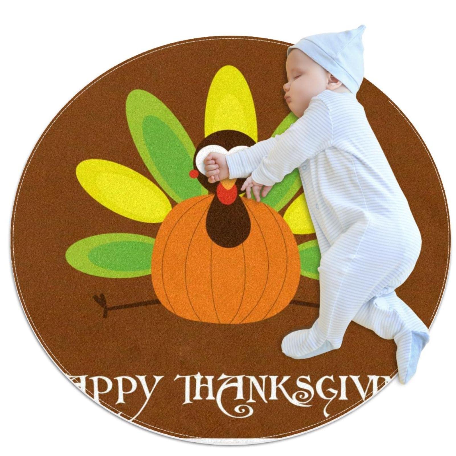 Tapis ronds Turquie Thanksgiving antidérapants doux salon chambre 100x100