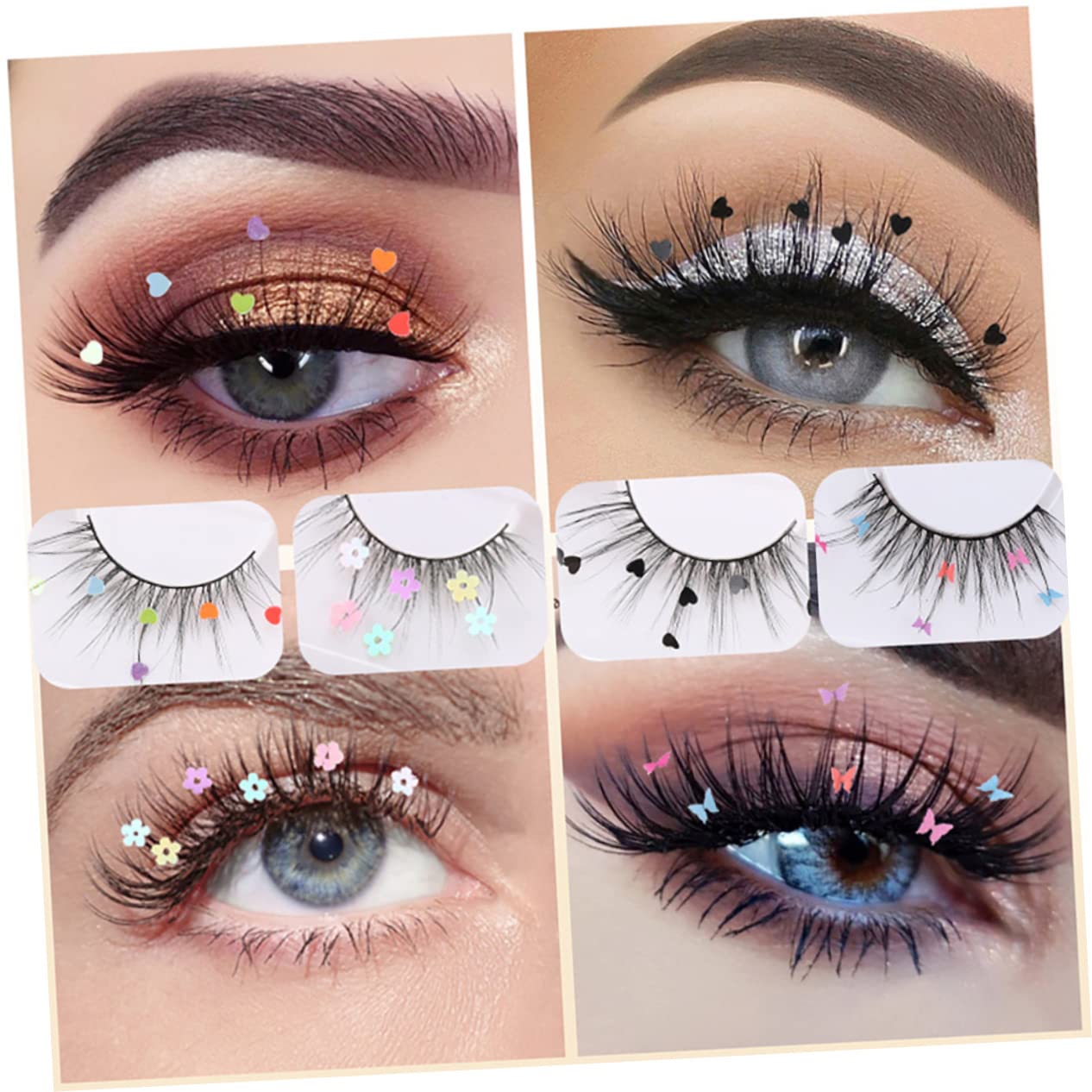 FRCOLOR 4 Set Di Ciglia Finte Soffici Glitterate Extension Per Ciglia Per Cosplay Da Donna 4 Paia*4