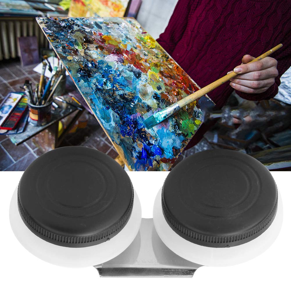 More Practical Painting Art Pallete Double Dipper Palette Cup Oil Palette Cup, for Painting Painting Accessory(F-302)