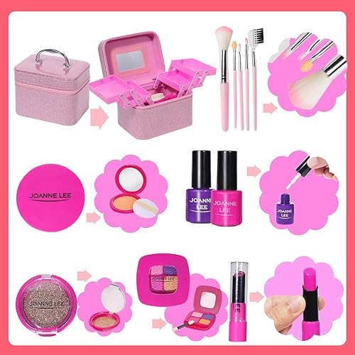 Miniatura 2 de Kit de maquillaje para niños para niñas, kit de maquillaje de simulación para niñas, juguetes de maquillaje falsos con estuche de cosméticos,