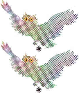 Excefore 2 Pack Owl Scarecrow Bird Scare Repellent Device Reflective Hanging Owl Scare And Frighten Pigeons Pests To Protect Home Garden Orchard Greenhouse Deterrent for Garden