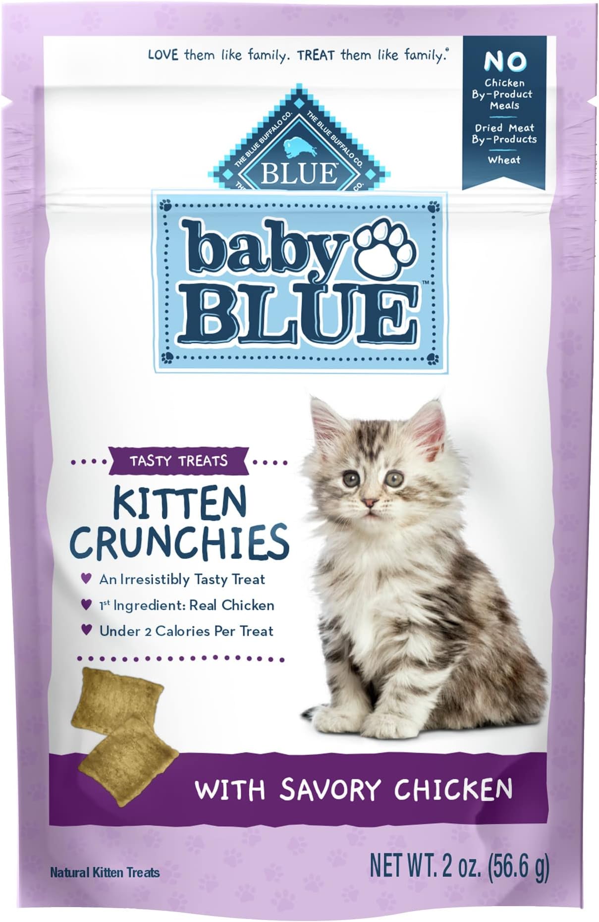 Blue Buffalo Baby BLUE Kitten Crunchies Natural Kitten Treats, Savory Chicken 2-oz Bag
